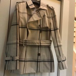 NWT Coach plaid rain jacket with buckle sleeves